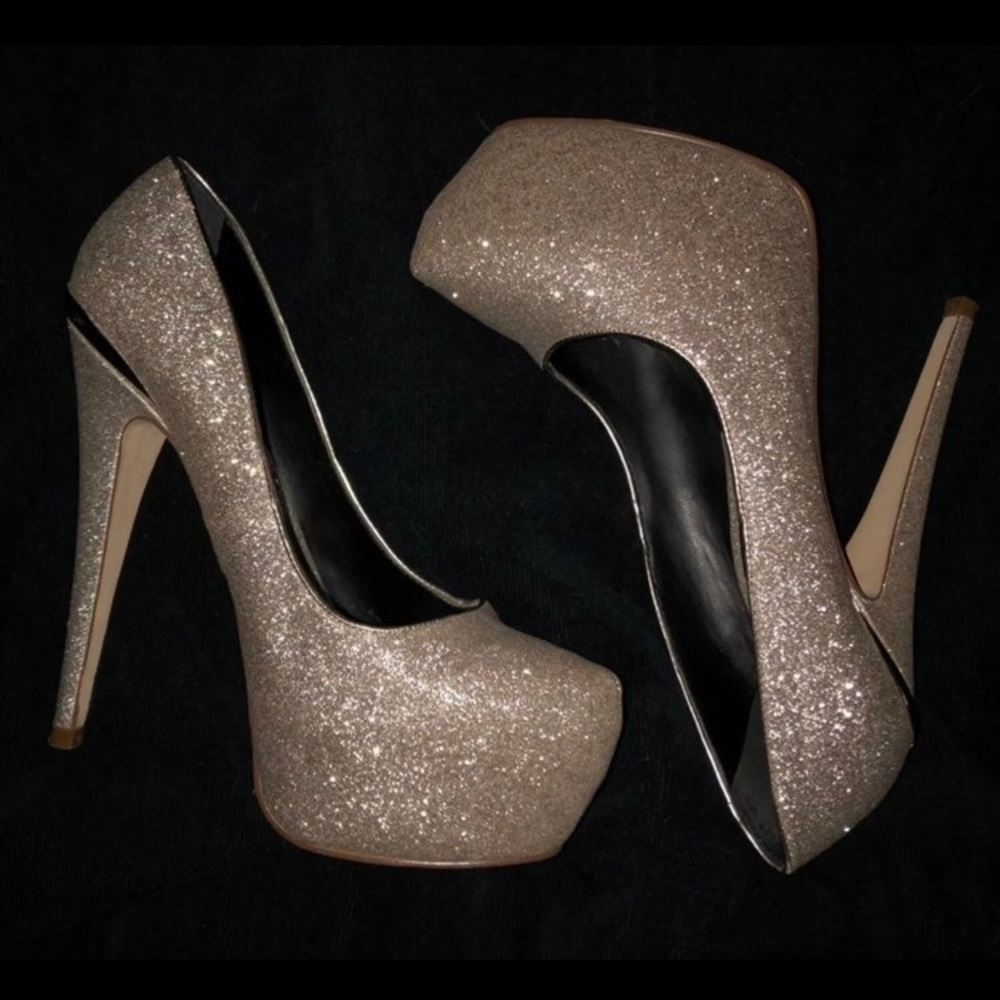 Sparkling Champagne Gold Platform Heels